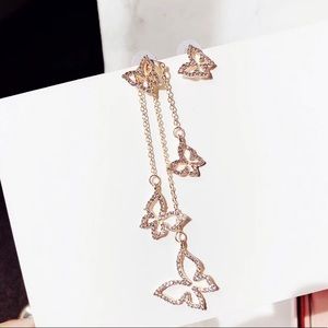 Rhinestones Butterflies Stud Drop Earrings